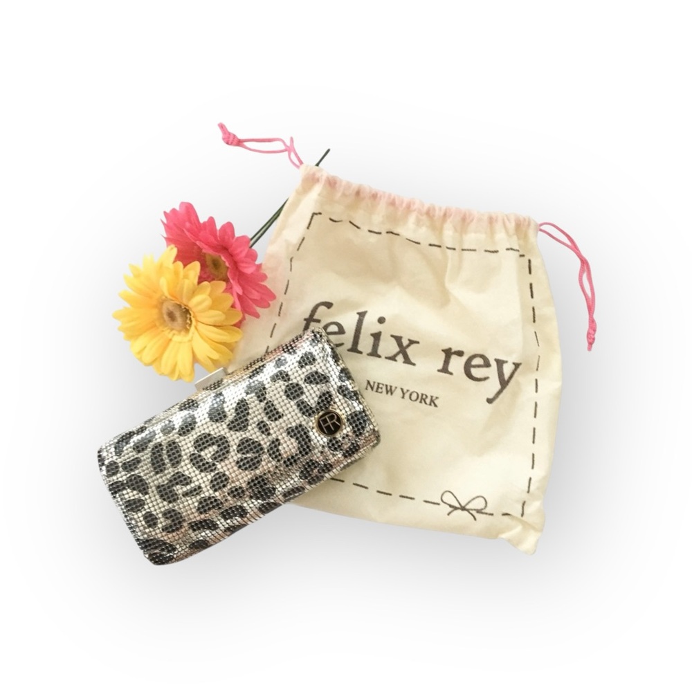 Rare: new Felix Rey ☻ Jungle Mesh Minaudière Box Clutch Handbag Bag ☻ Leopard - Picture 6 of 16